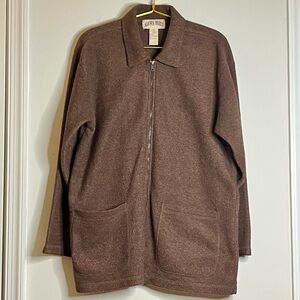 Vintage 90s Alaska Blues Brown Zip Up Loose Fit Lightweight Sweater Size M GUC